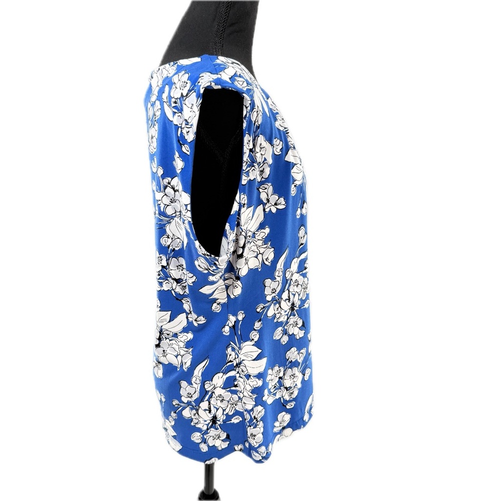 Ivanka Trump Floral Blue/White Sleeveless Career Blouse Keyhole Neck Size Large - Picture 10 of 16